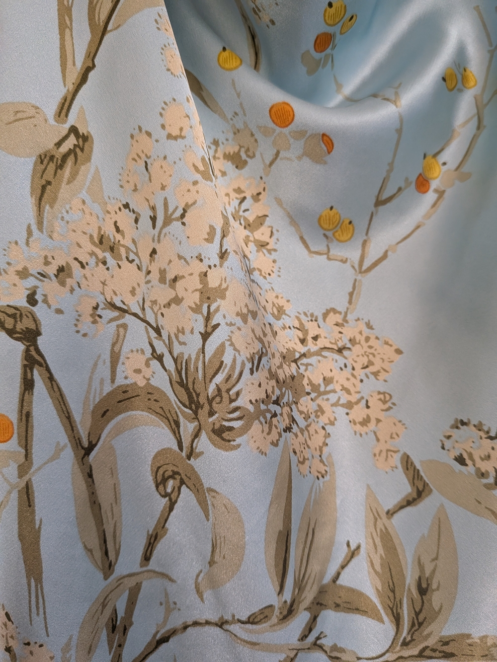 Light Blue Floral Satin Cowl Neck Camisole - Picture 5 of 7